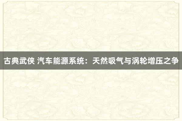 古典武侠 汽车能源系统：天然吸气与涡轮增压之争