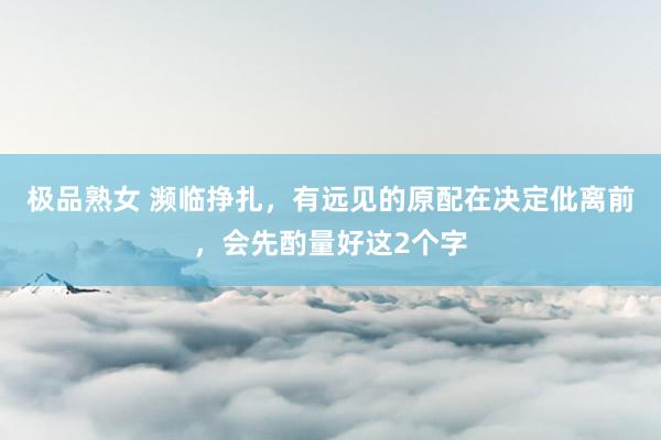 极品熟女 濒临挣扎，有远见的原配在决定仳离前，会先酌量好这2个字