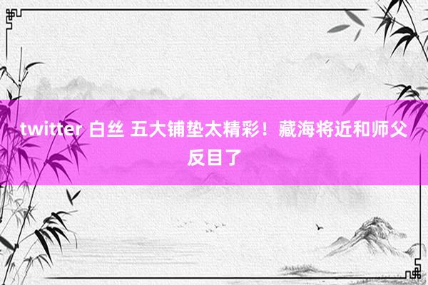 twitter 白丝 五大铺垫太精彩！藏海将近和师父反目了