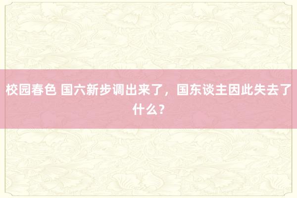 校园春色 国六新步调出来了，国东谈主因此失去了什么？