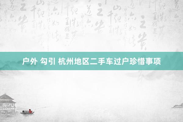 户外 勾引 杭州地区二手车过户珍惜事项
