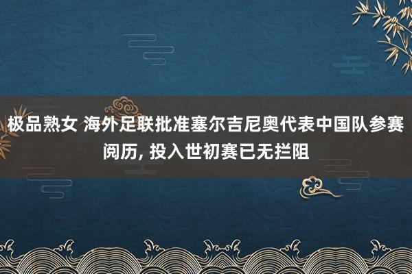 极品熟女 海外足联批准塞尔吉尼奥代表中国队参赛阅历， 投入世初赛已无拦阻