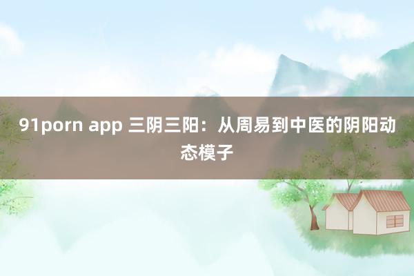 91porn app 三阴三阳：从周易到中医的阴阳动态模子