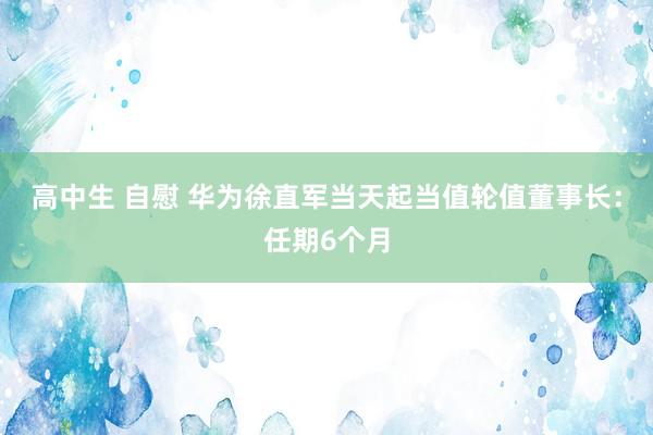 高中生 自慰 华为徐直军当天起当值轮值董事长：任期6个月