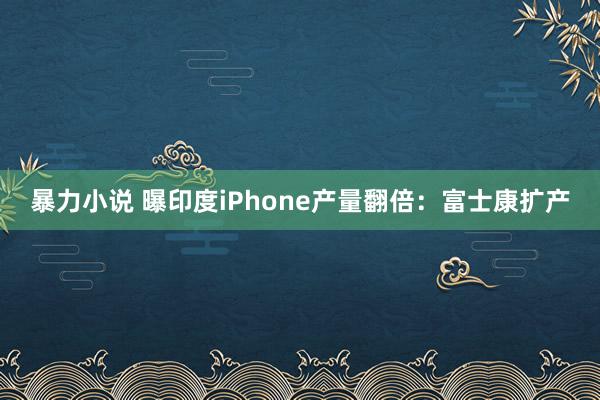 暴力小说 曝印度iPhone产量翻倍：富士康扩产